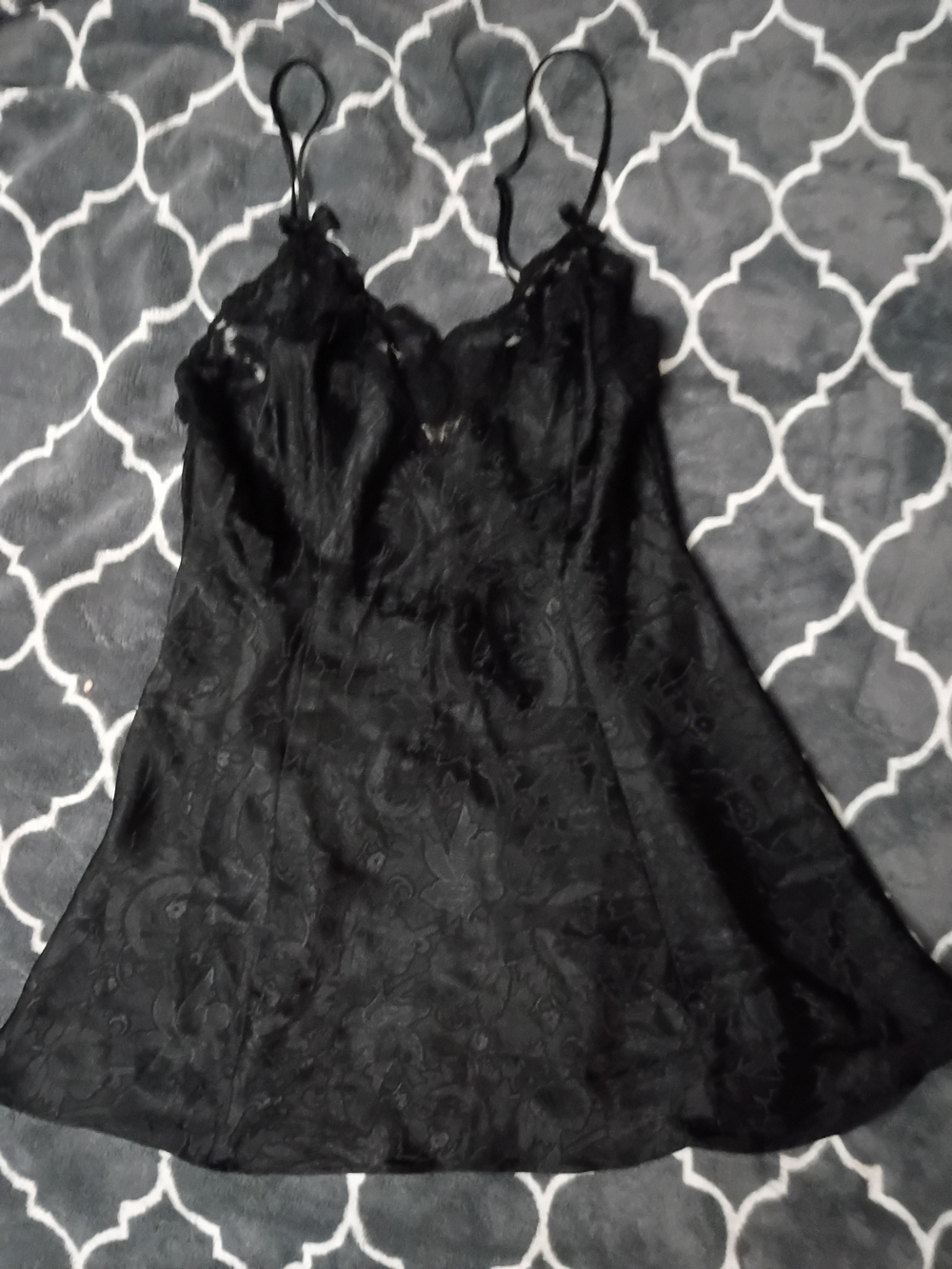 Victoria's Secret Black Lace-Trim Short Nightgown